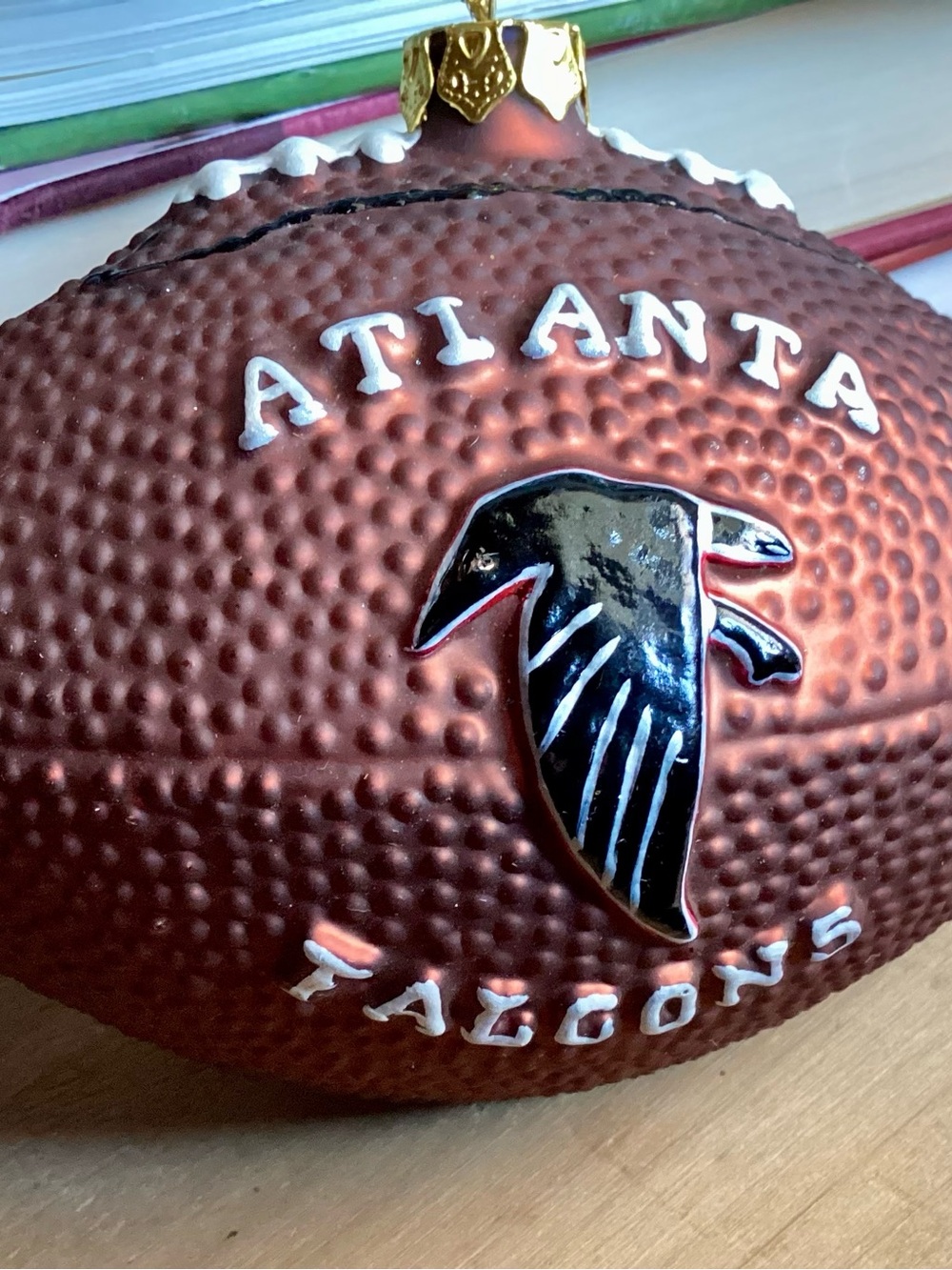 Atlanta Falcons Football Ornament - Brown with Black & White Accents